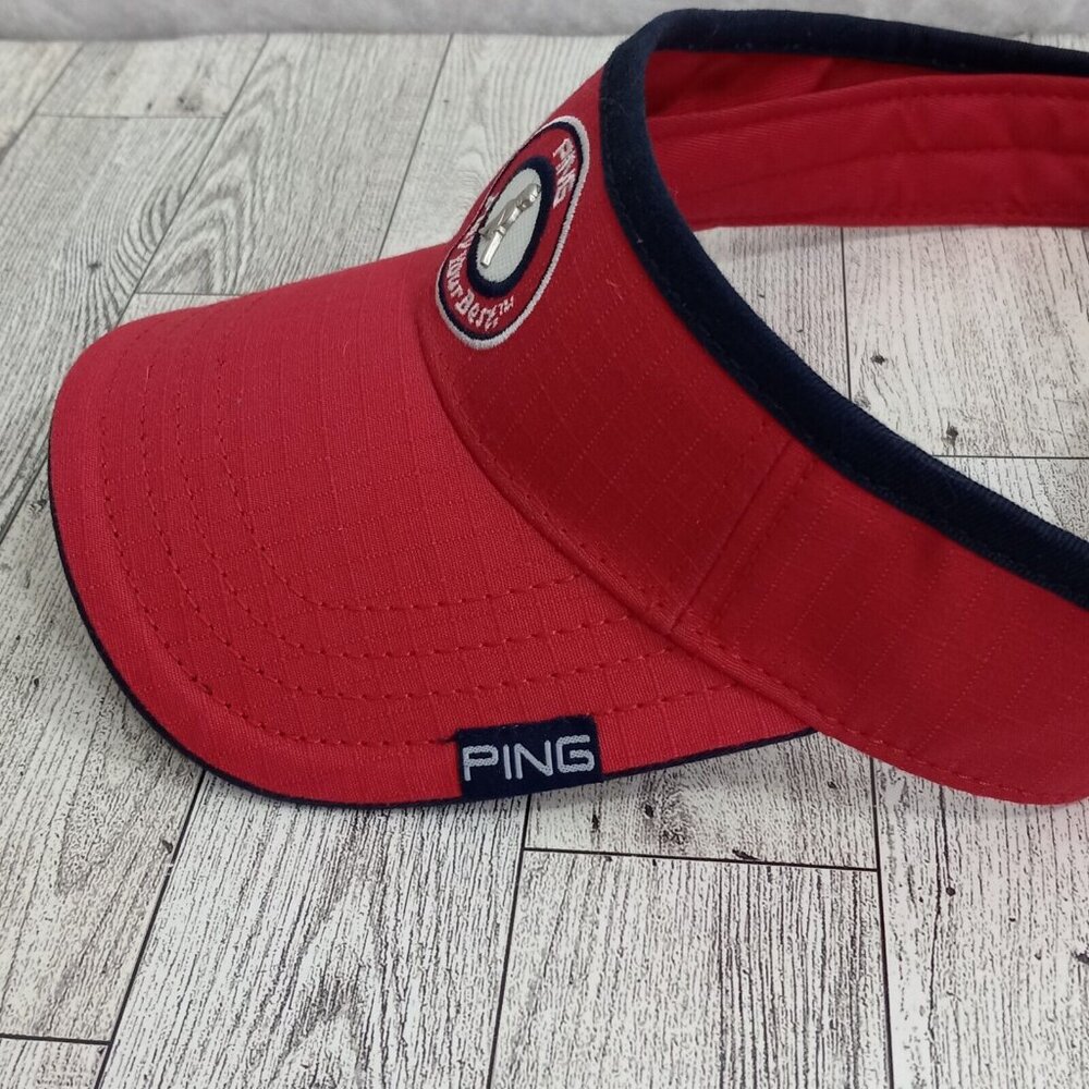 Ping Golf Visor Hat Logo Red Osfa Adjustable Stra… - image 4
